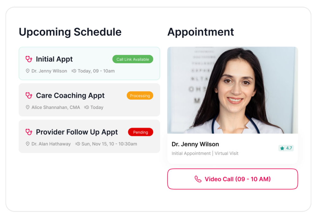 OpenLoop appointment scheduling and video visit dashboard